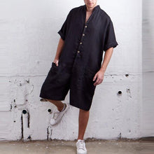 Load image into Gallery viewer, Men's Stand Collar Single-Breasted Jumpsuit