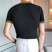 Load image into Gallery viewer, Contrast Stripe Trim Slim-fit Polo Shirt