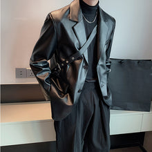 Load image into Gallery viewer, Vintage Pu Leather Suit Jacket