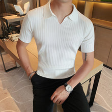 Load image into Gallery viewer, Slim Fit Knit Short Sleeve Polo Shirt