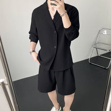 Load image into Gallery viewer, Suit Collar Shirt And Shorts Set
