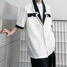 Load image into Gallery viewer, Contrast Lapel Short Sleeve Shirt Jacket