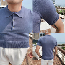 Load image into Gallery viewer, Solid Knit Lapel Skinny T-Shirt