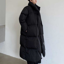 Load image into Gallery viewer, Dark Stand Collar Tie Long Thickened Coat