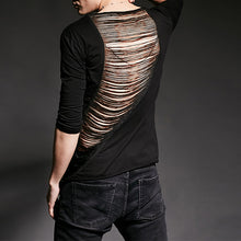 Load image into Gallery viewer, Slim Fit Fringe Cutout Half Sleeve T-Shirt