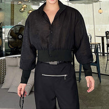 Load image into Gallery viewer, Thin Sheer Stand Collar Short Long Sleeve Shirts