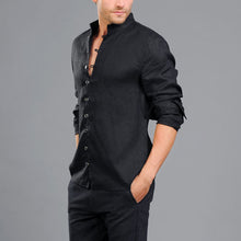 Load image into Gallery viewer, Stand-up collar Long-sleeved Linen Shirt