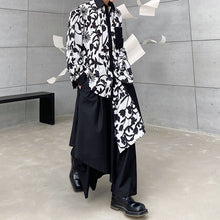 Load image into Gallery viewer, Black and White Floral Lapel Shirt