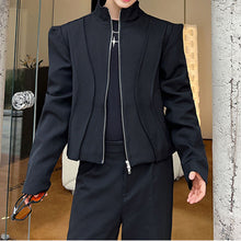 Load image into Gallery viewer, Retro Short Jacket Stand Collar Zipper Jacket