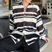 Load image into Gallery viewer, Thin Color Contrast Stripe Hollow Shirt