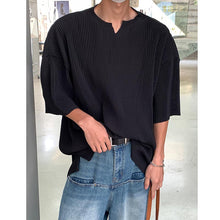 Load image into Gallery viewer, Pleated V Neck Thin Short Sleeve T-Shirt