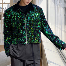 Load image into Gallery viewer, Fish Scale Blue-green Sequined Jacket