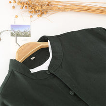 Load image into Gallery viewer, Linen Casual Crew Neck Long Sleeve Tops