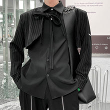 Load image into Gallery viewer, Black Fake Two Piece Tie Shirt