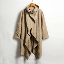 Load image into Gallery viewer, Vintage Linen Mid-Length Stand Collar Trench Coat