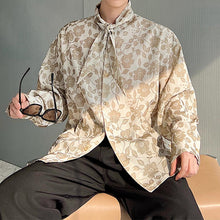 Load image into Gallery viewer, Printed Collar Ribbon Long Sleeve Shirt