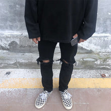 Load image into Gallery viewer, Ripped Side Zip Slim Jeans