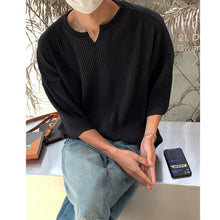 Load image into Gallery viewer, Pleated V Neck Thin Short Sleeve T-Shirt
