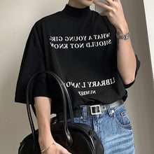 Load image into Gallery viewer, Half Turtleneck Printed Short Sleeve T-Shirt
