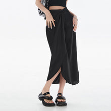 Load image into Gallery viewer, Black Satin Split Skirt