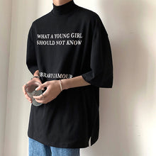 Load image into Gallery viewer, Half Turtleneck Printed Short Sleeve T-Shirt