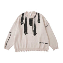 Load image into Gallery viewer, Printed Crew Neck Fringe Knit Sweater