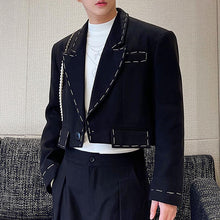 Load image into Gallery viewer, Hand-stitched Black Cropped Jacket