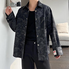 Load image into Gallery viewer, Retro Tie-dye Stitching PU Leather Long-sleeve Shirt