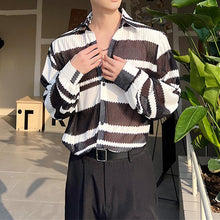 Load image into Gallery viewer, Thin Color Contrast Stripe Hollow Shirt