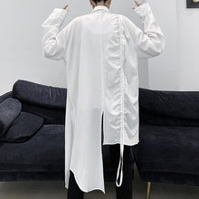 Load image into Gallery viewer, Drawstring Asymmetric Hem Midi Shirt