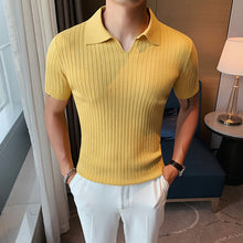 Load image into Gallery viewer, Slim Fit Knit Short Sleeve Polo Shirt