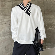 Load image into Gallery viewer, Thread Contrast V-neck Casual Sweatshirt