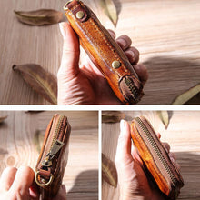 Load image into Gallery viewer, Hand Made Retro Genuine Leather Zipper Wallet