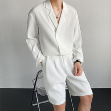 Load image into Gallery viewer, Suit Collar Shirt And Shorts Set