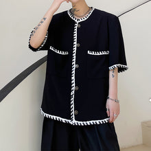 Load image into Gallery viewer, Thin Webbing Panel Short Sleeve Cardigan