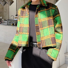 Load image into Gallery viewer, Green Plaid Short Jacket Coat
