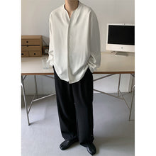 Load image into Gallery viewer, Draped V-Neck Long Sleeve Casual Shirt