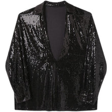 Load image into Gallery viewer, Vintage Deep V-neck Sequined Shirt