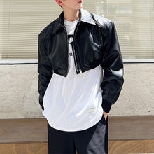 Load image into Gallery viewer, Black Short Zip PU Leather Jacket
