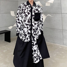 Load image into Gallery viewer, Black and White Floral Lapel Shirt