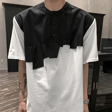 Load image into Gallery viewer, Patchwork Shoulder Pads Short Sleeve T-Shirt