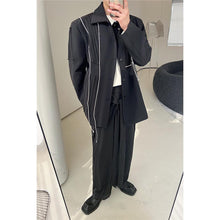Load image into Gallery viewer, Dark Pleated Trim Contrasting Lines Blazers