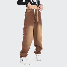Load image into Gallery viewer, Vintage Brown Elastic Waist Washed Jeans