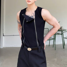 Load image into Gallery viewer, Slim Fit Deconstructed Zip Panel Tank Top