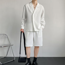 Load image into Gallery viewer, Suit Collar Shirt And Shorts Set