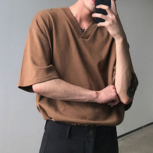 Load image into Gallery viewer, Loose V-Neck Short Sleeve T-Shirt