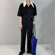 Load image into Gallery viewer, Contrast Large Collar Short Sleeve Shirt