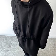 Load image into Gallery viewer, Dark Hood Lace Up Pullover Mid Length Coat