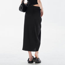 Load image into Gallery viewer, Black Satin Split Skirt