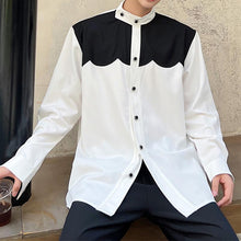 Load image into Gallery viewer, Asymmetric Stand Collar Contrasting Color Long Sleeve Shirt